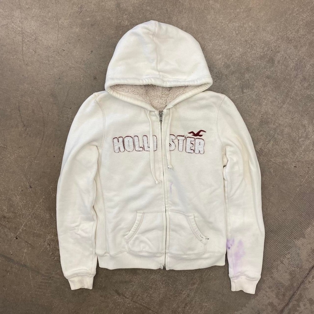 Vintage Y2K Hollister Womens Fur Lined Full Zip Hoodie 2000s Surf Size XL